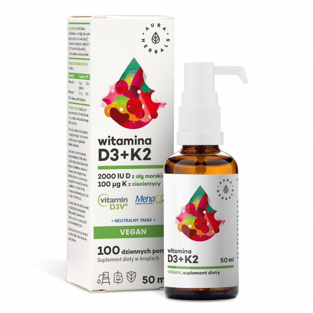 AURA HERBALS Vitamiin D3 2000 IU + K2 vegan 50 ml