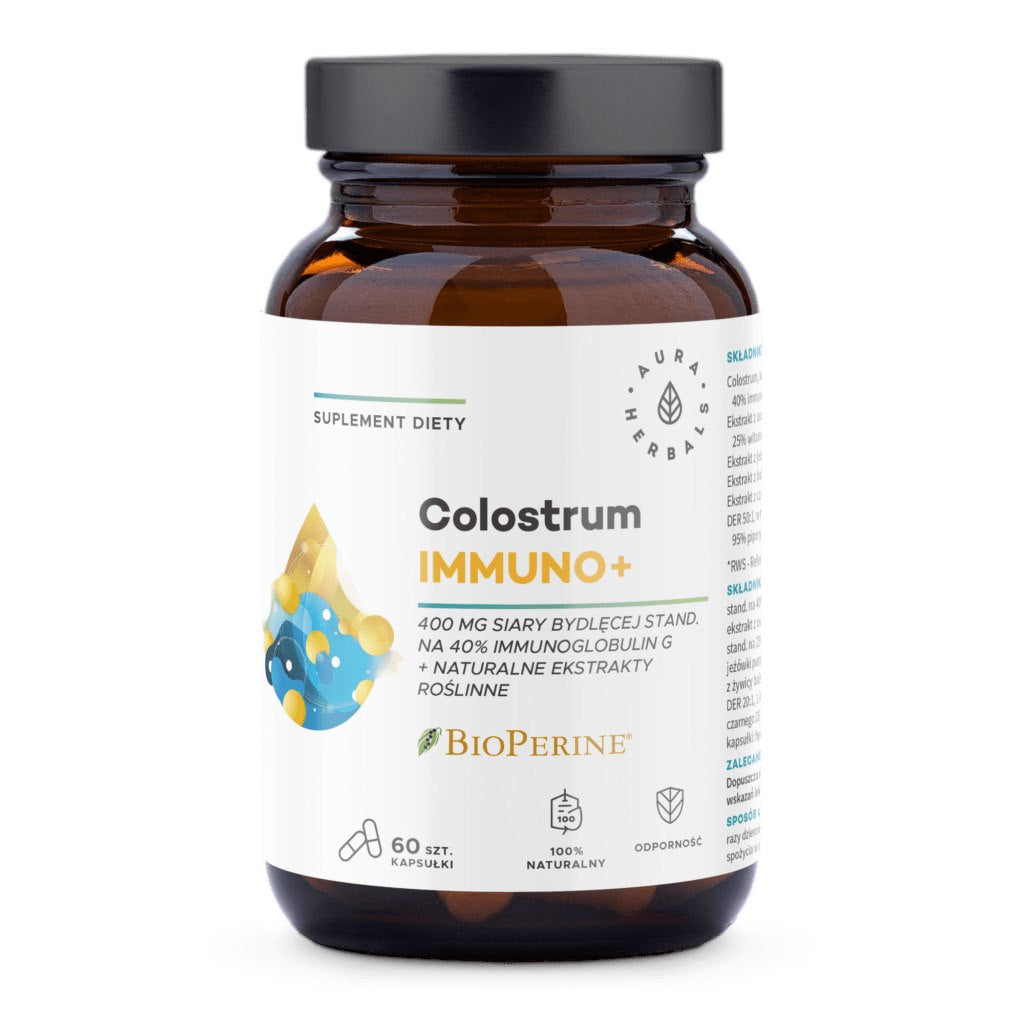 AURA HERBALS Colostrum Immuno + BioPerine 60 kapslit