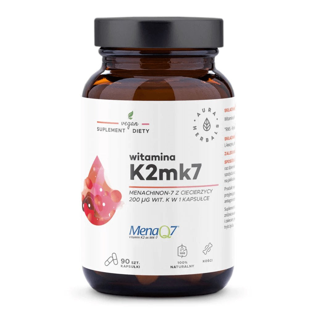 AURA HERBALS vitamiin K2 MK7 200 mcg 90 kapslit