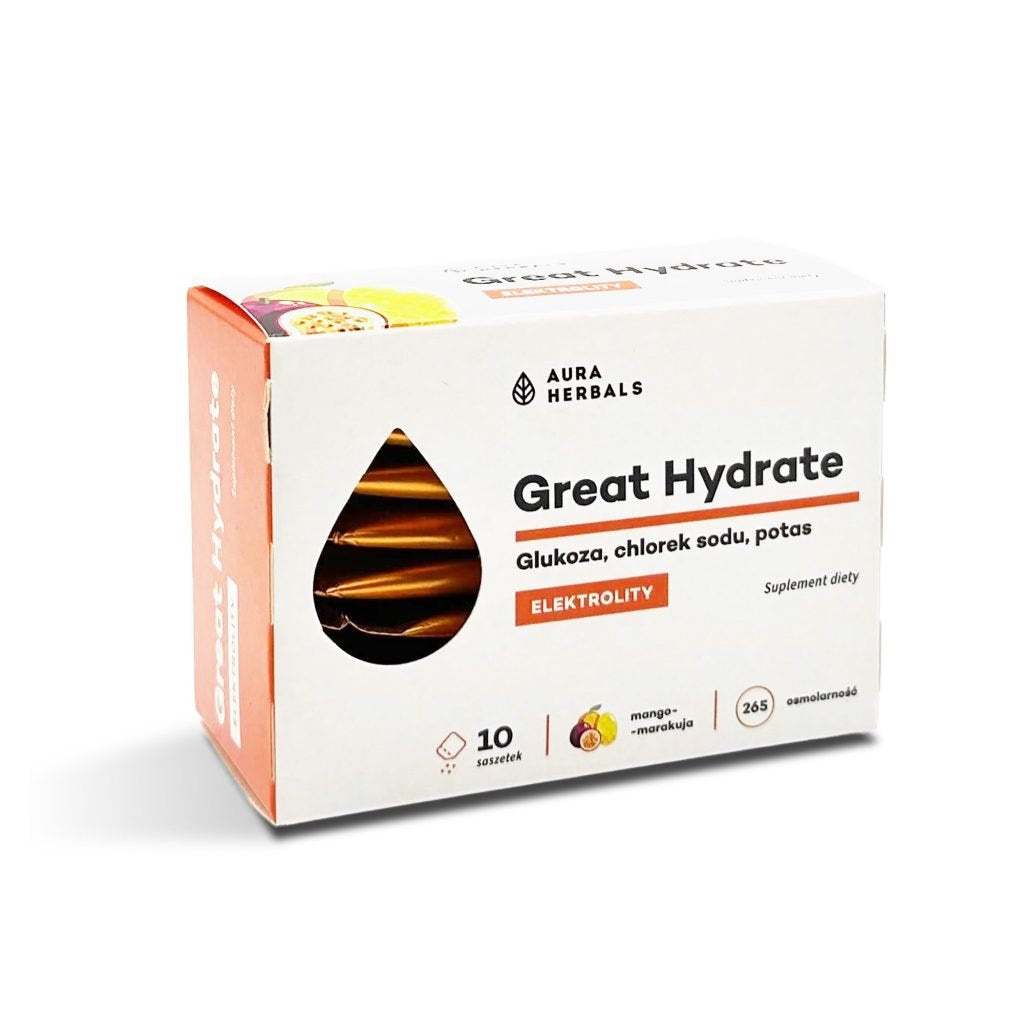 AURA HERBALS Great Hydrate – elektrolüüdid – mango ja granadilli maitselised 10 tk.