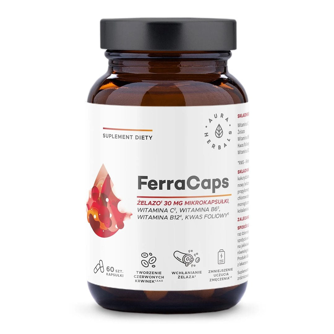AURA HERBALS FerraCaps raud 30 mg 60 kapslit