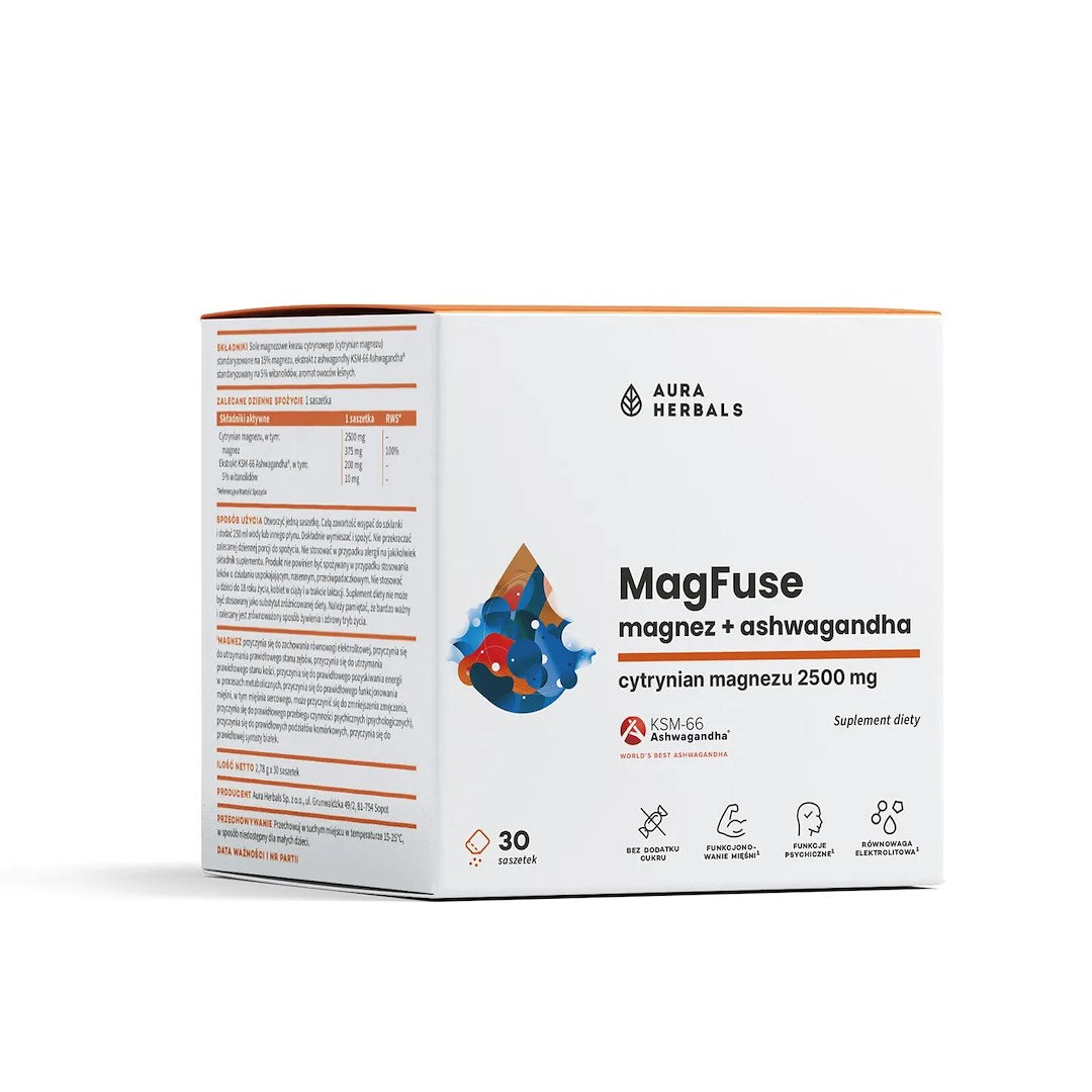 AURA HERBALS MagFuse: magneesium + ashwagandha 30 tk.
