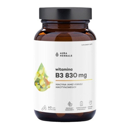 AURA HERBALS Vitamiin B3 830 mg, niatsiin 60 kapslit