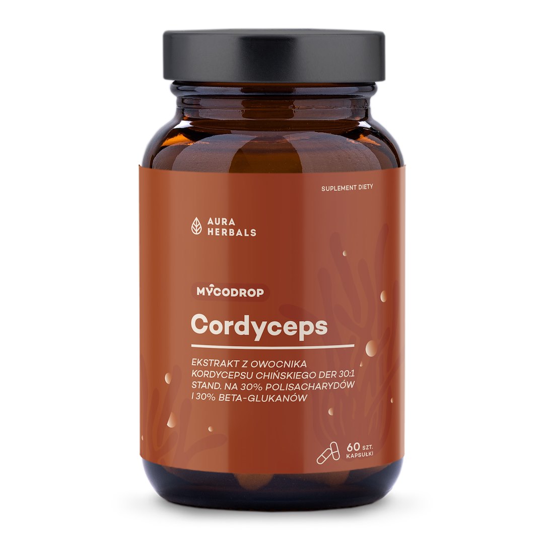 AURA HERBALS Mycodrop, Kordütseps 30:1, 30% beeta-glükaane 60 kapslit