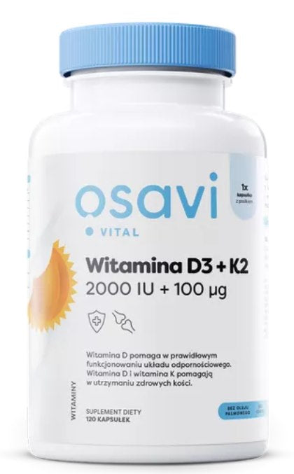 Osavi D3 + K2 vitamiin, 2000 RÜ + 100 µg 120 kapslit