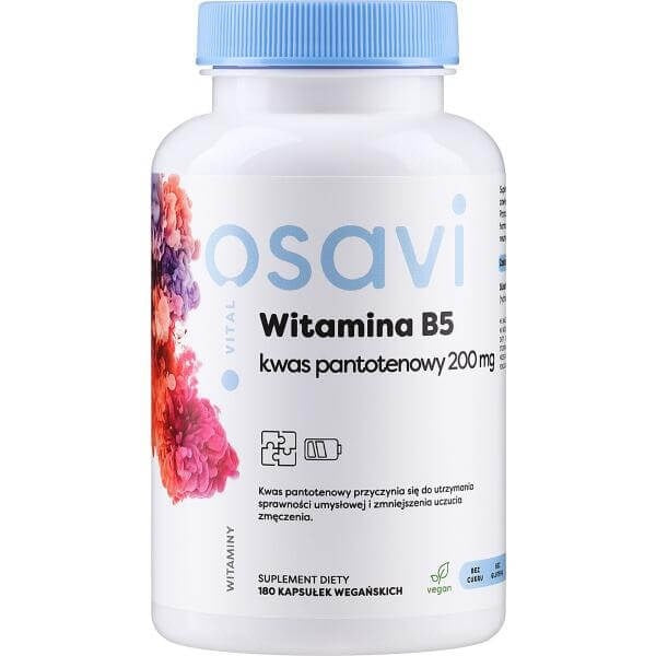 Osavi B5-vitamiin – pantoteenhape 200 mg 180 kapslit