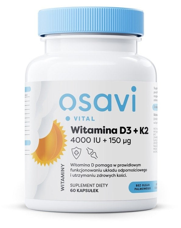 Osavi D3 + K2 vitamiin, 4000 RÜ + 150 µg, 60 kapslit
