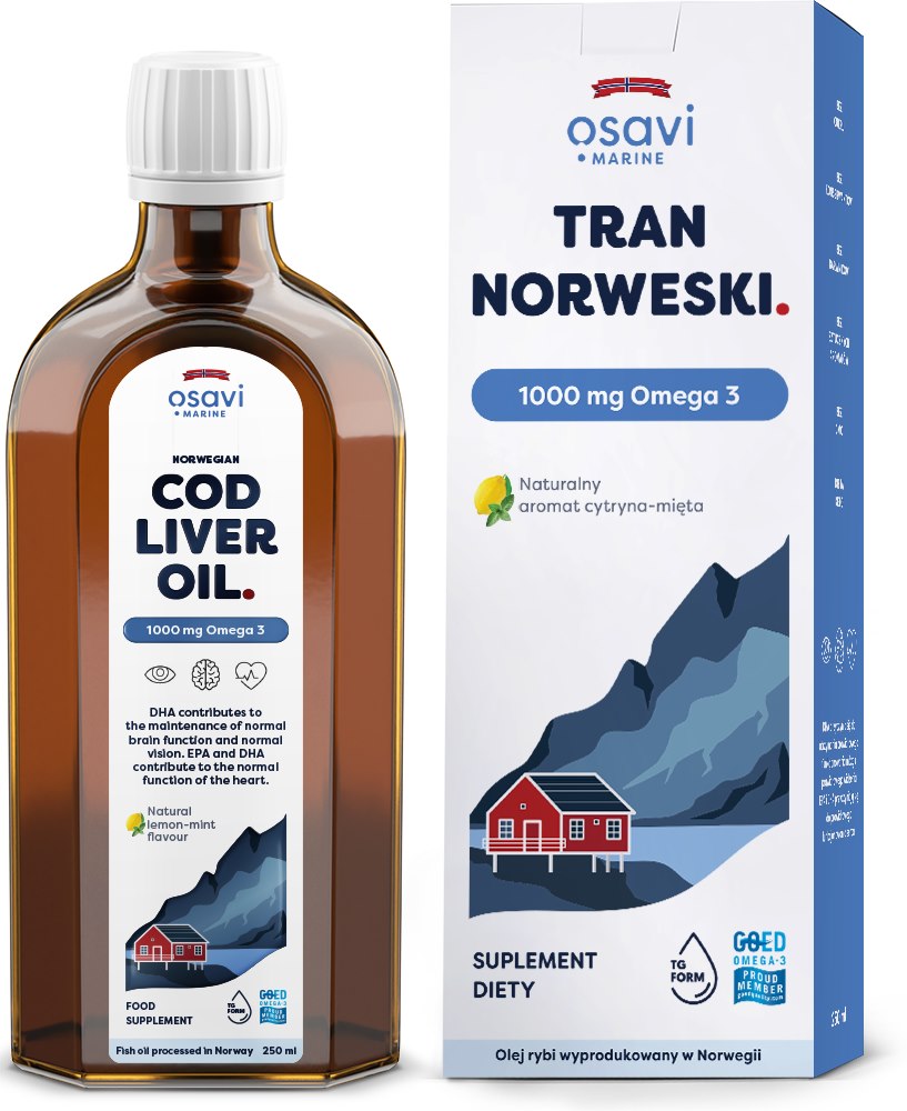 Osavi Norra tursamaksaõli 1000 mg Omega 3 - sidruni-mündimaitseline 250 ml