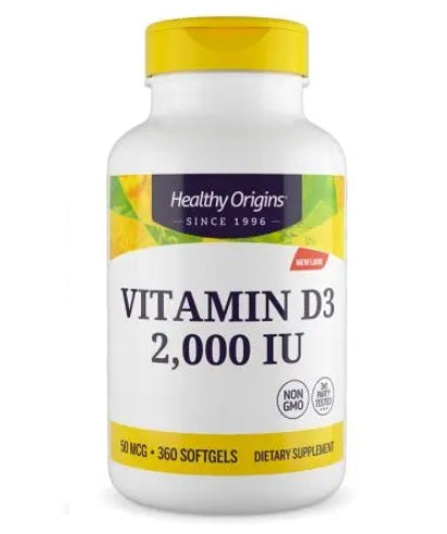 HEALTHY ORIGINS D3-vitamiin 2000 IU – D-vitamiin 360 kapslit