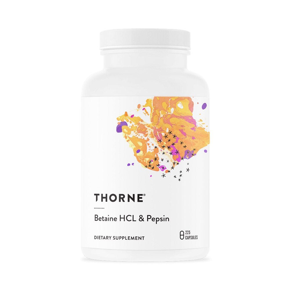 THORNE RESEARCH Betaine HCL & Pepsin - Betaine HCL ja Pepsin 225 kapslit