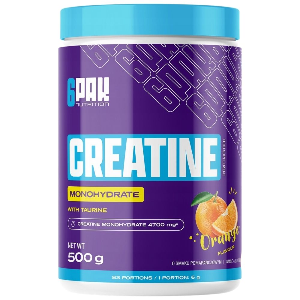 6PAK kreatiini monohüdraat, apelsini maitsega - 500 g