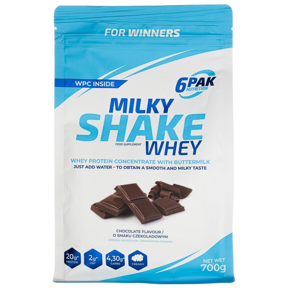 6PAK Milky Shake Whey, šokolaadimaitseline - 700 g