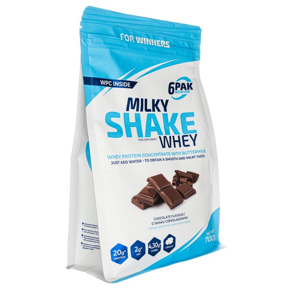6PAK Milky Shake Whey, šokolaadimaitseline - 700 g