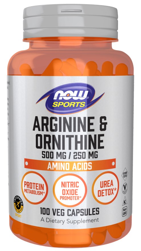 NOW FOODS Arginiin 500 mg + Ornitine 250 mg 100 kapslit
