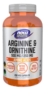 NOW FOODS Arginiin 500 mg + Ornitiin 250 mg 250 kaps.