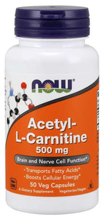 NOW FOODS Atsetüül-L-karnitiini HCl 500 mg 50 kapslit