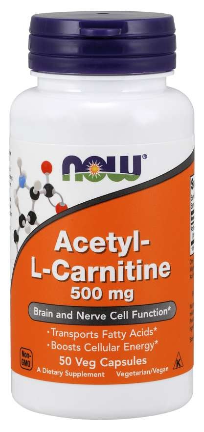 NOW FOODS Atsetüül-L-karnitiini HCl 500 mg 50 kapslit