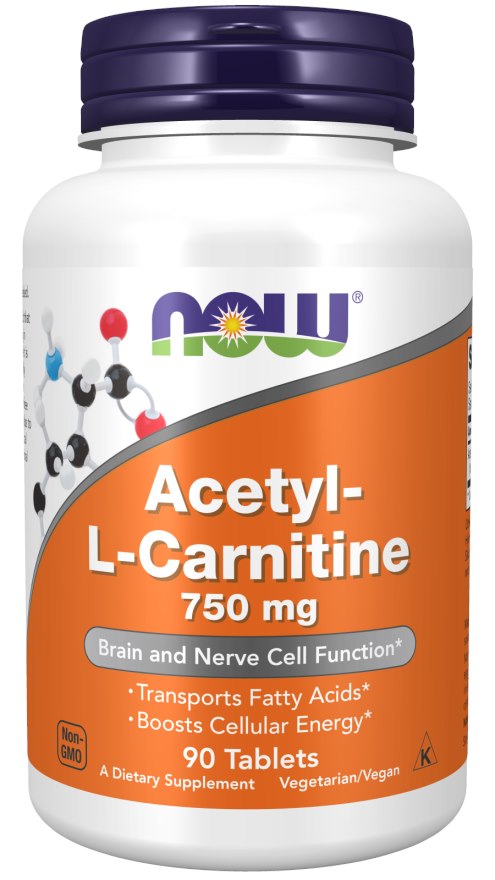 NOW FOODS atsetüül-L-karnitiin 750 mg 90 tabletti
