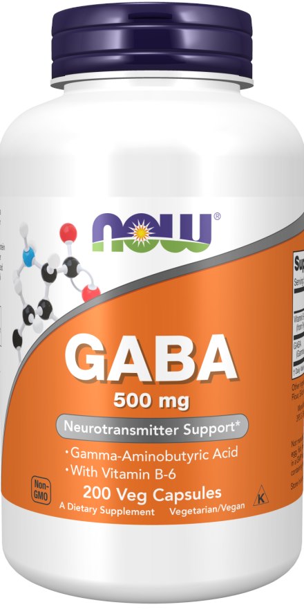 NOW FOODS GABA 500 mg vitamiiniga B6, 200 kapslit