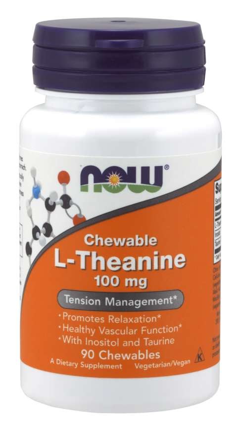 NOW FOODS Närimistabletid L-teaniin 100 mg - L-teaniin 100 mg 90 tabletti