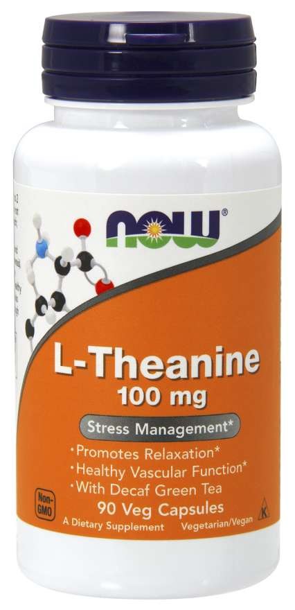 NOW FOODS L-teaniin 100 mg kofeiinivaba rohelise teega – L-teaniin ja roheline tee 90 kapslit