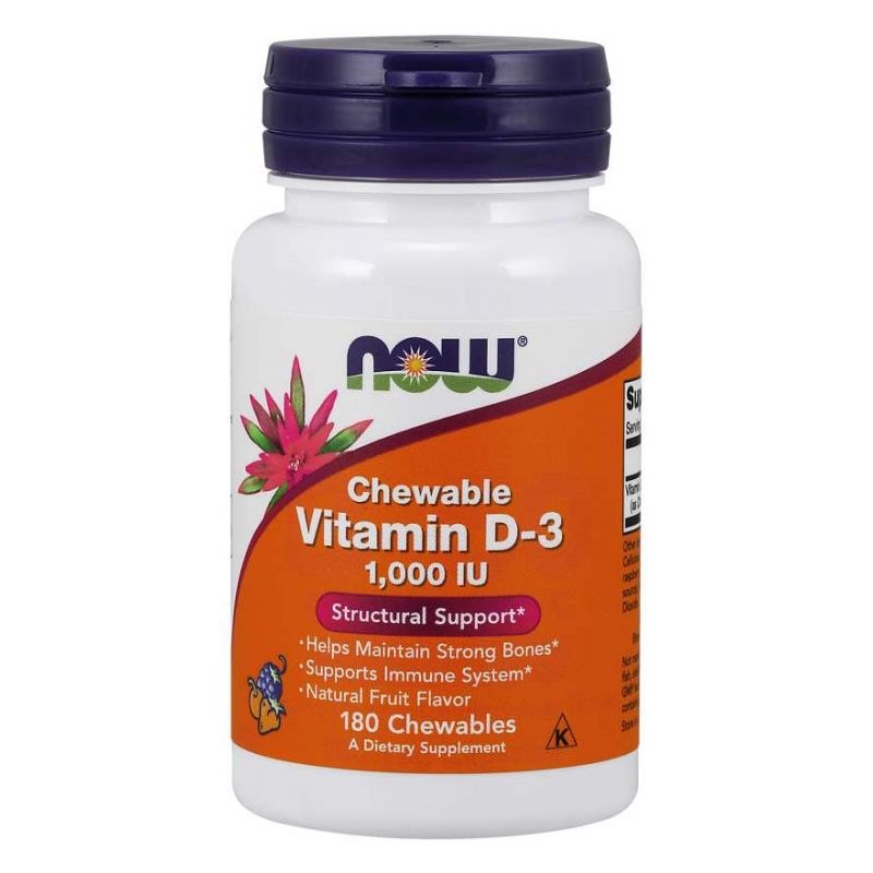 Now Foods D3-vitamiin 1000 IU närimistabletid 180 tabletti