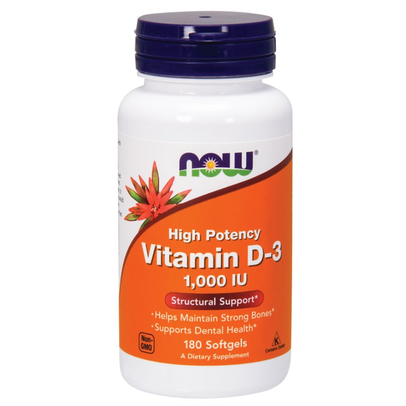 Now Foods D3-vitamiin 1000 IU 180 kapslit