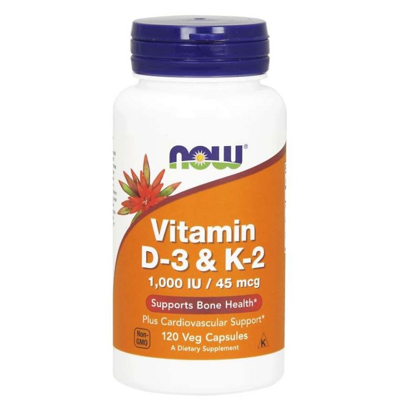 Now Foods Vitamiin D3 1000 IU + K2 MK4 45 mcg 120 kapslit