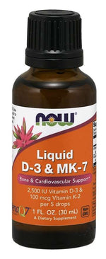 Now Foods D3- ja K2-vitamiin Mk-7 30 ml