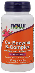 NOW FOODS koensüümi B kompleks B-vitamiinide kompleks + alfa-lipoehape + koensüüm Q10 60 kapslit