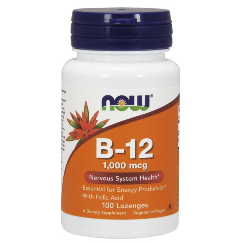 Now Foods B12-vitamiini 1000 mcg ja foolhappe 100 mcg pastillid 100 tabletti