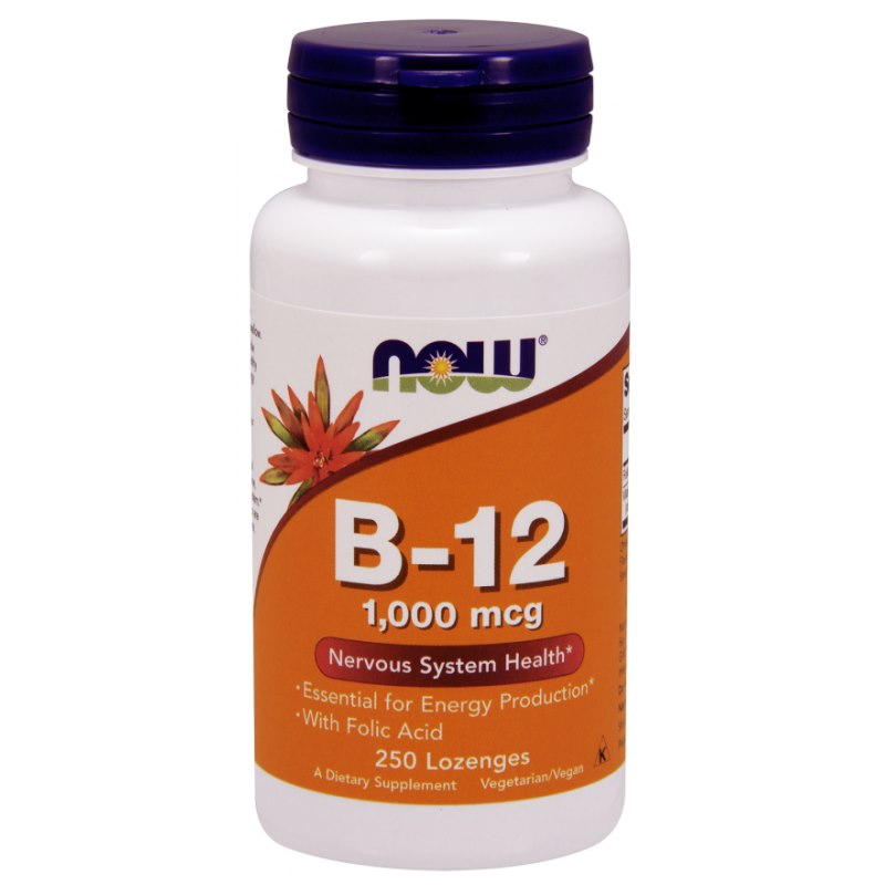 Now Foods B12 1000 mcg ja foolhappe 100 mcg pastillid 250 tabletti
