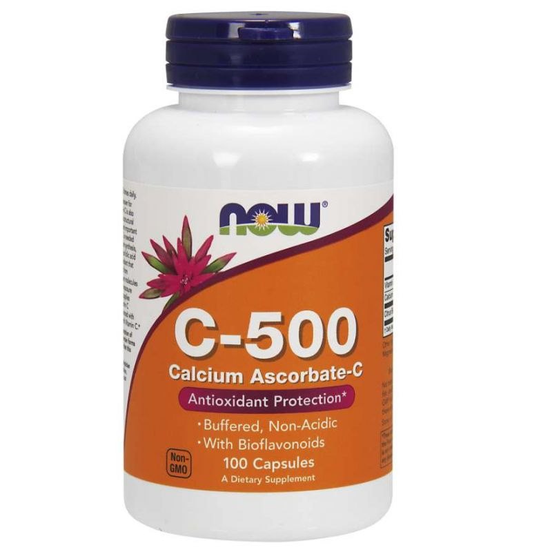 NOW FOODS C-500 puhverdatud C-vitamiin + kaltsium + tsitruseliste bioflavonoidid 100 kapslit