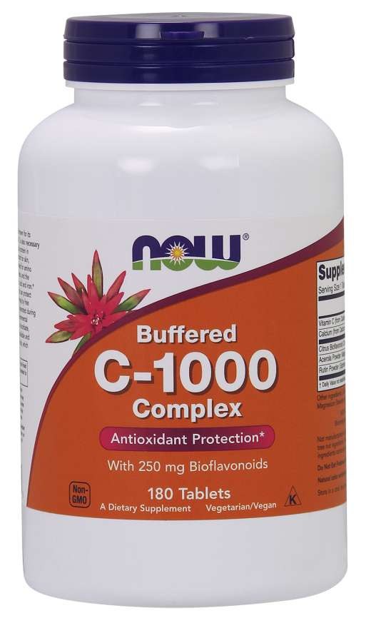 NOW FOODS C-1000 puhverdatud C-vitamiin + tsitrusviljade bioflavonoidid 180 tabletti