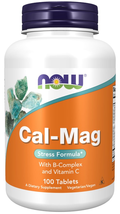 NOW FOODS Cal-Mag - Kalcio ir magnio antistresinis papildas su B grupės vitaminais 100 tablečių