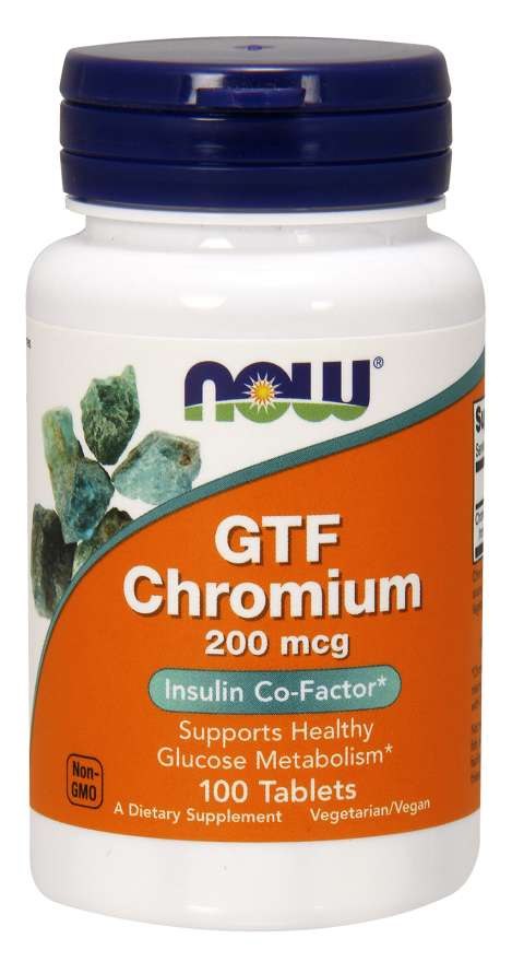NOW FOODS GTF Chromium - kroom GTF 200 mcg 100 tabletti