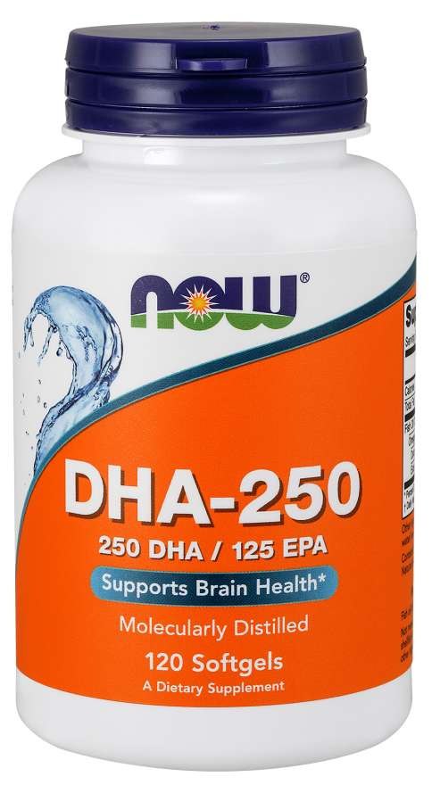 NOW FOODS DHA-250 dokosaheksaeenhape 120 kapslit