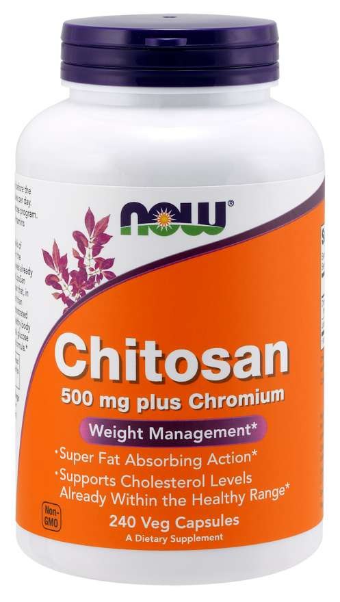 NOW FOODS Kitosaan - Kitosaan 500 mg + Kroom 100 mcg 240 kapslit