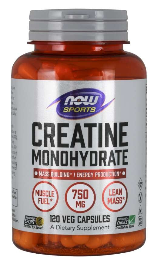 NOW FOODS kreatiinmonohüdraat - kreatiinmonohüdraat 750 mg 120 kapslit