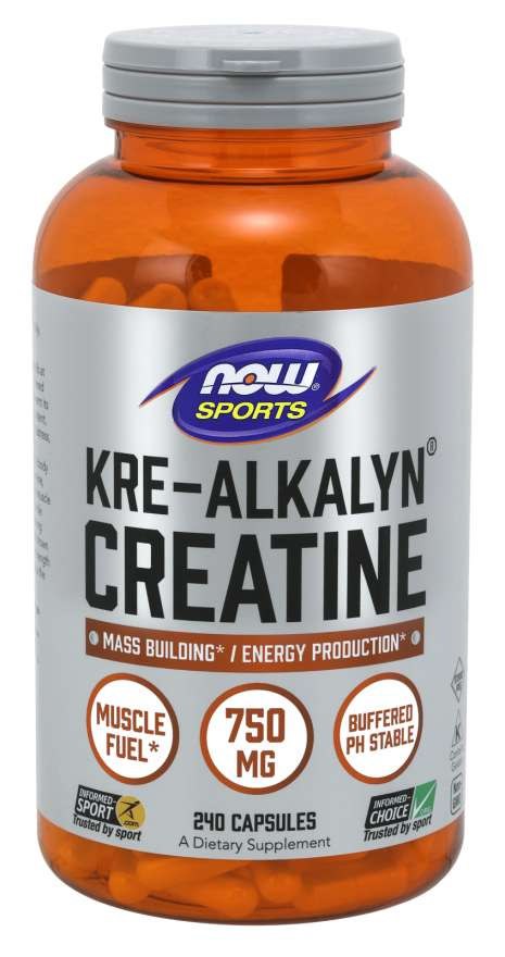 NOW FOODS Kre-Alkalyn kreatiin - puhverdatud kreatiinmonohüdraat 750 mg 240 kapslit