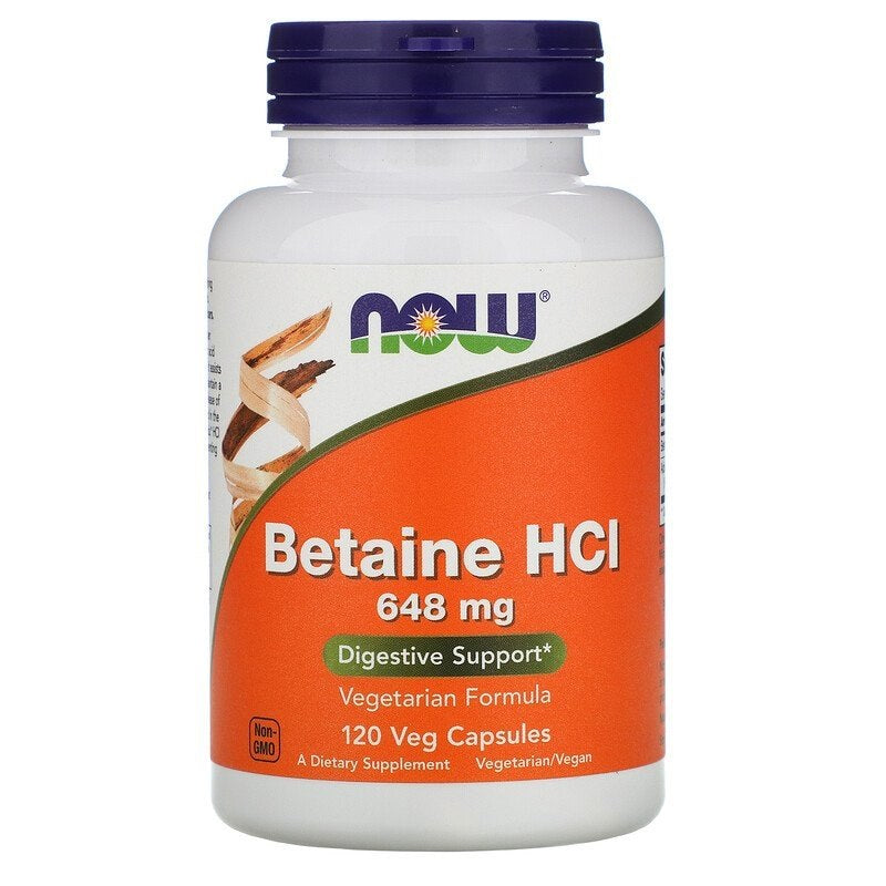 NOW FOODS Betaiin-HCl 648 mg betaiin-HCl 120 kapslit