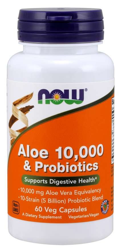 NOW FOODS aaloe lehtede kontsentraat + 10 bakteritüve 60 kapslit