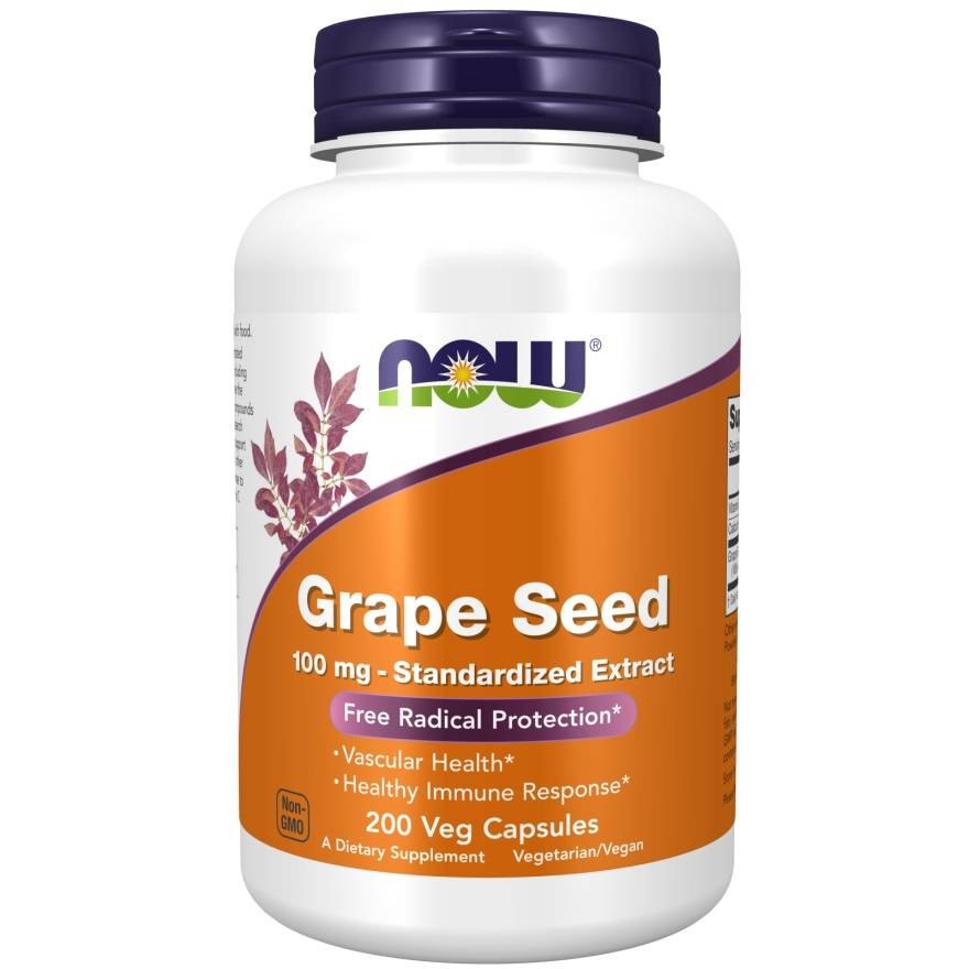 NOW FOODS viinamarjaseemned - viinamarjaseemne ekstrakt 100 mg + C-vitamiin 200 kapslit