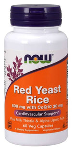 Now Foods punase pärmi riis 600 mg Q10-ga 30 mg 60 kapslit