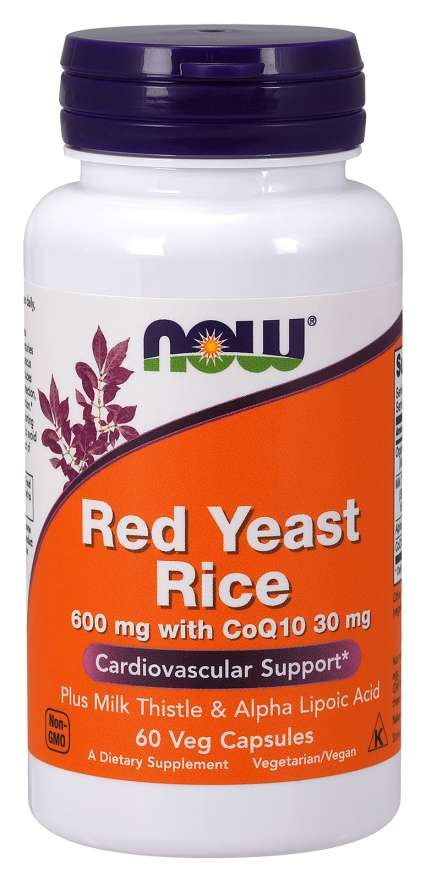 Now Foods punase pärmi riis 600 mg Q10-ga 30 mg 60 kapslit