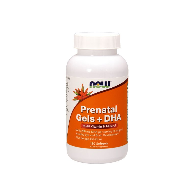 Now Foods Prenatal Gelid + DHA - Prenataalsed vitamiinid ja mineraalid + DHA 180 kapslit