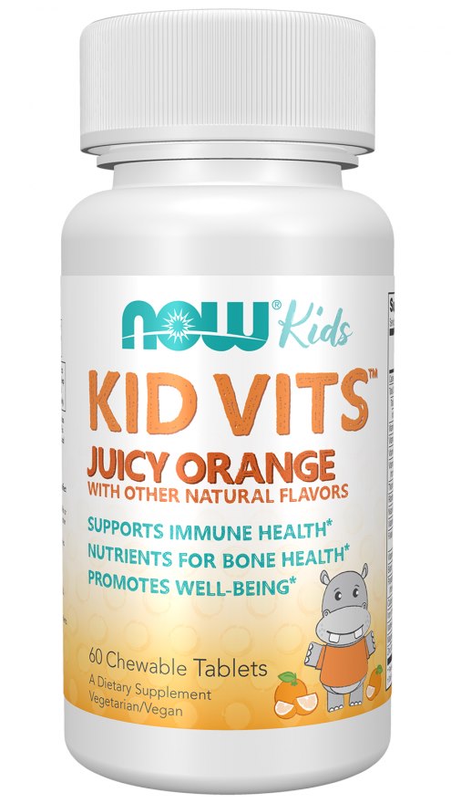Now Foods Kid Vits Juicy Orange - Vitamiinid ja mineraalid lastele, apelsinimaitselised, 60 närimistabletti