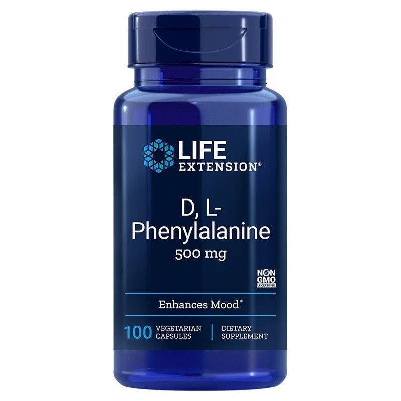 Life Extension D, L-fenüülalaniin - D-fenüülalaniin + L-fenüülalaniin 100 kapslit