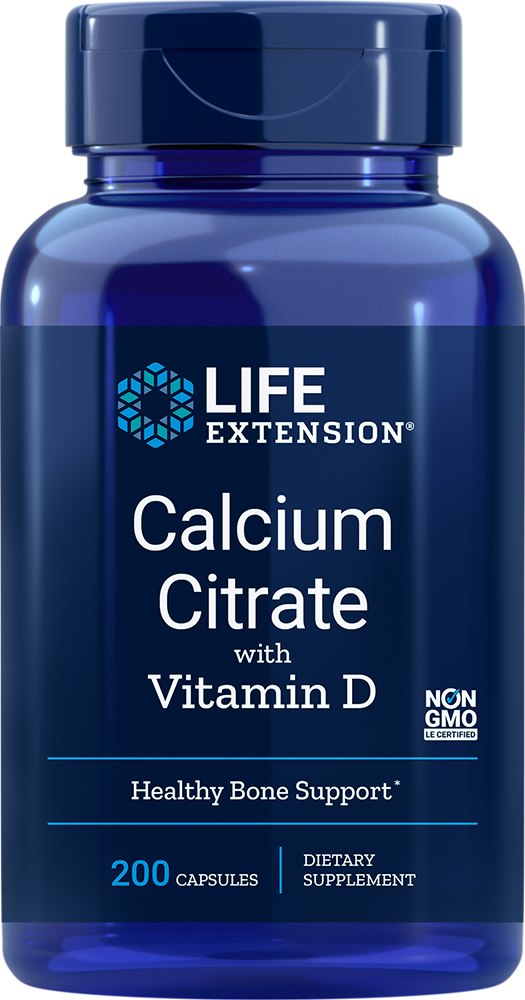 Life Extension Kaltsiumtsitraat D-vitamiiniga 200 kapslit