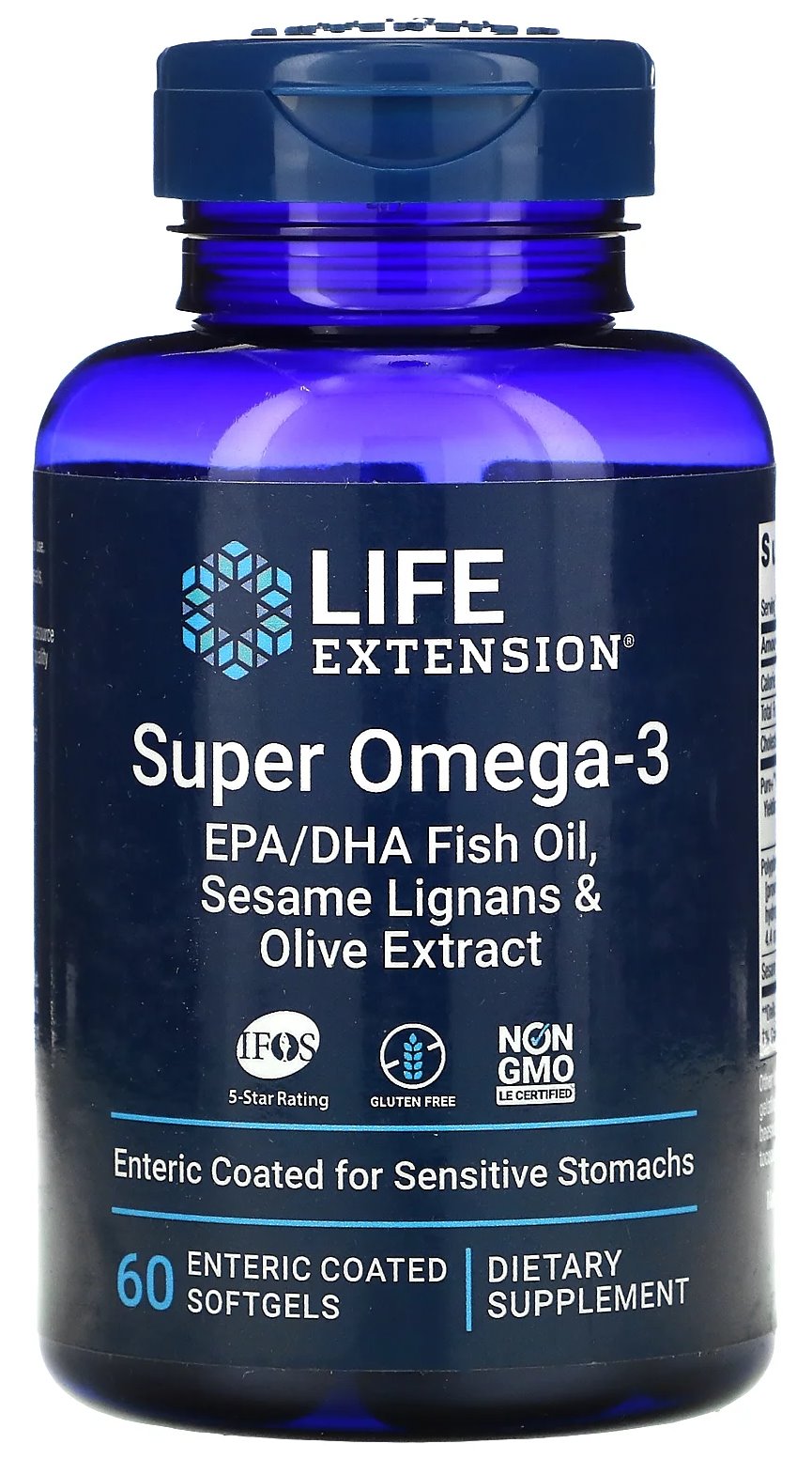 Life Extension Super Omega-3 EPA/DHA seesami lignaanide ja oliiviekstraktiga 60 kapslit